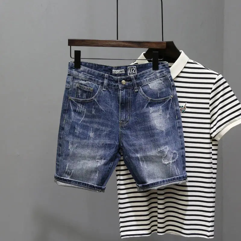 Short Denim Ripped Patch