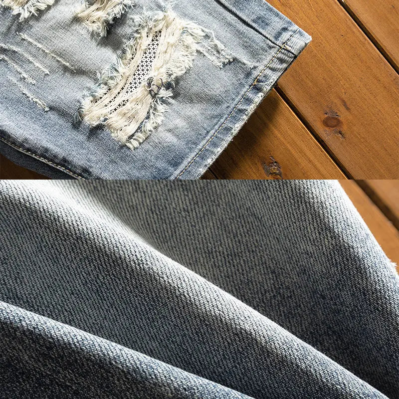 Short Denim Ripped Patch