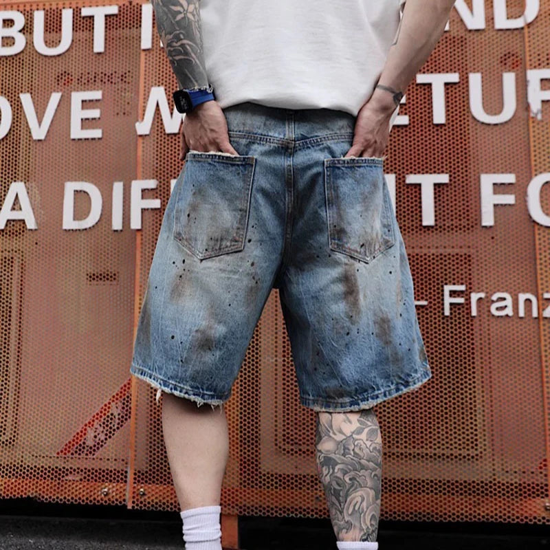 Short Denim Distressed Heavy Street