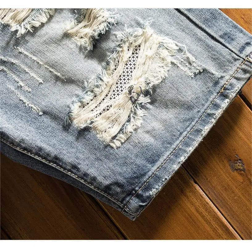 Short Denim Ripped Patch