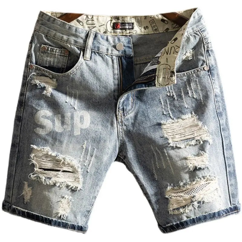 Short Denim Ripped Patch
