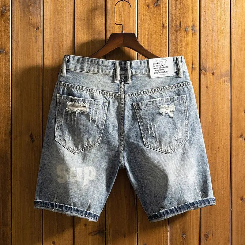 Short Denim Ripped Patch